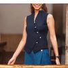 Elegant Cotton Blouse Sleeveless Asymmetrical